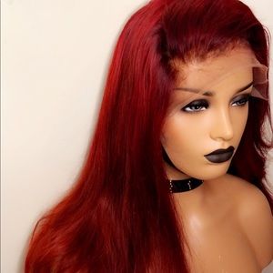 Strawberry red custom virgin Brazil. lacefront wig
